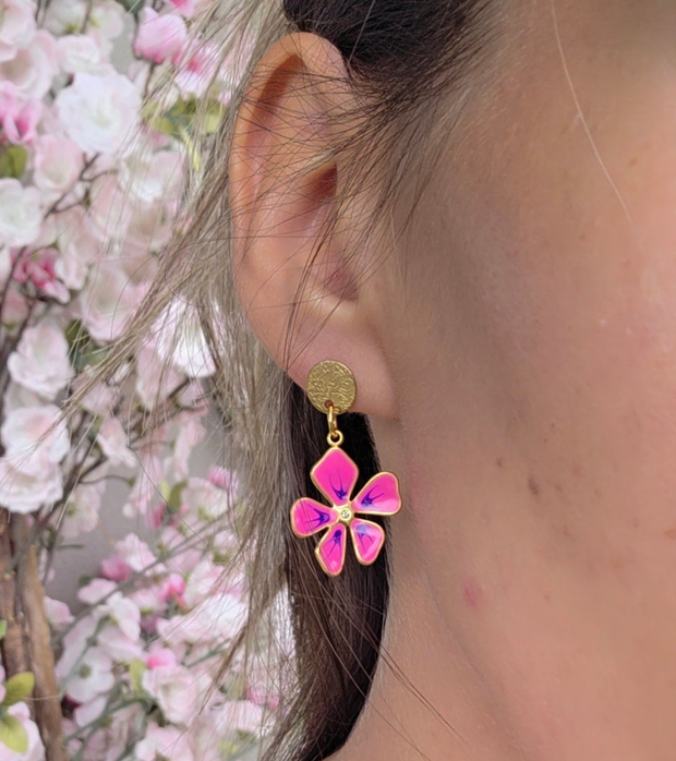 Boucle d’Oreilles Fleur Rose