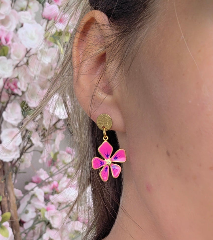 Boucle d’Oreilles Fleur Rose