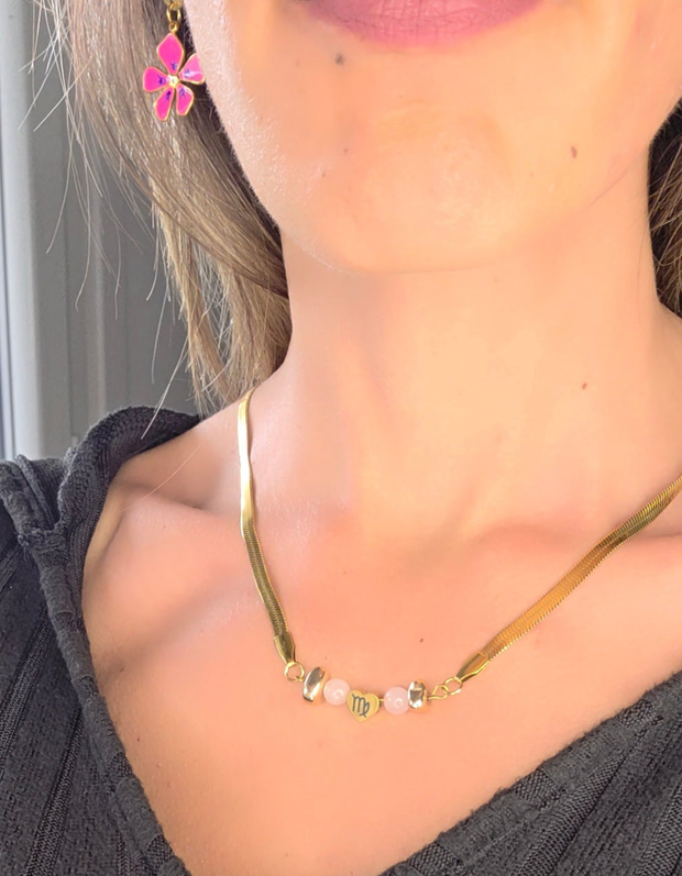 Collier Astro Quartz Rose