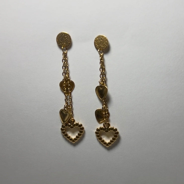 Boucles d’oreilles Auréa en acier inoxydable, bijou doré lumineux inspiré de la lumière du soleil, création Therapietra.
