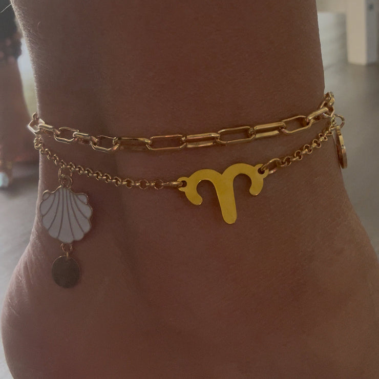 bracelet de cheville astrologique coquillage