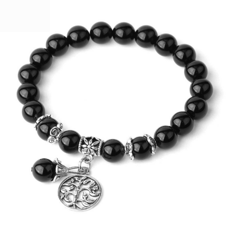 bracelet arbre de vie agate noire