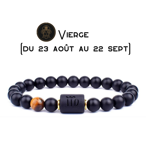 Bracelet 12 Constellations - Bracelet Élastique Avec Symbole D'Horoscope En Perles D'Onyx Noir Bracelet 12 Constellations - Bracelet Élastique Avec Symbole D'Horoscope En Perles D'Onyx Noir