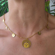 Collier Astro Luna en acier inoxydable pour le Bélier, bijou lunaire symbolisant la passion, la spontanéité et la force intérieure.