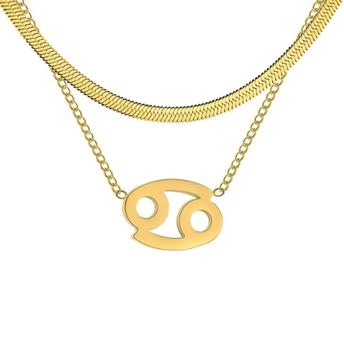 Collier Astro Lyséa doré pour le Cancer, bijou protecteur et sensible inspiré par la Lune et l’émotion.
