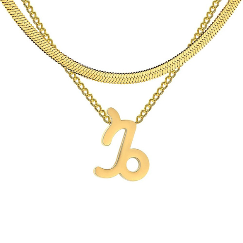Collier Astro Lyséa doré pour le Capricorne, bijou sobre et structuré symbolisant la persévérance et la réussite.