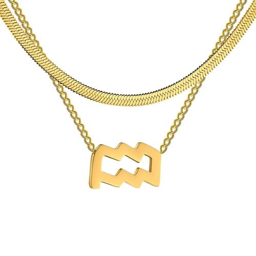 Collier Astro Lyséa doré pour le Verseau, bijou moderne et créatif inspiré par la liberté et la vision du futur.