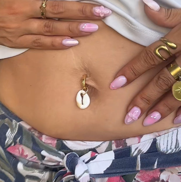 Piercing de nombril Marine en acier inoxydable, bijou bleu océan inspiré de la mer, création Therapietra.