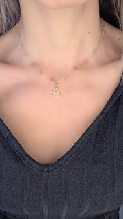 Collier Améthyste Lettre Rose