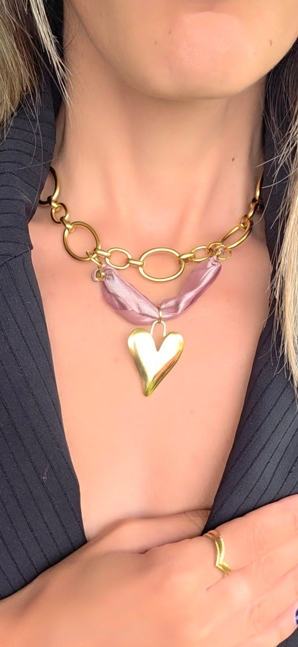 Collier Ruban Rose